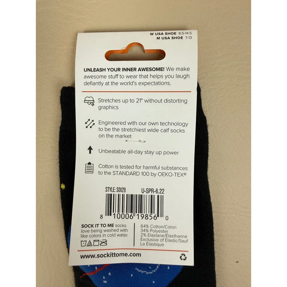 Sock It To Me NASA Wide Calf Knee High Solar System Space Cotton Socks